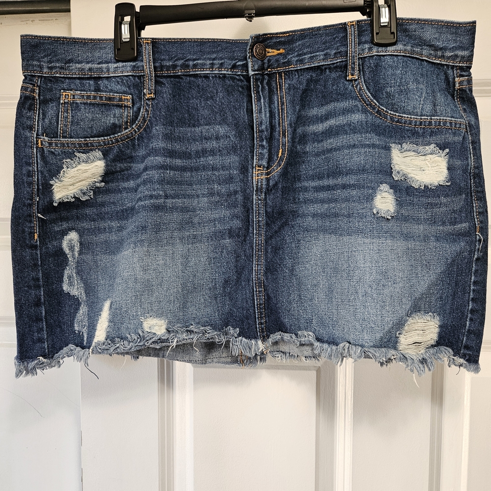Old Navy Dark Blue Distressed Mini Skirt